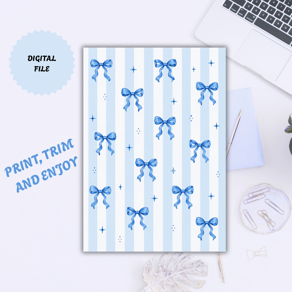 Blue Bow Kindle Insert | Printable PDF