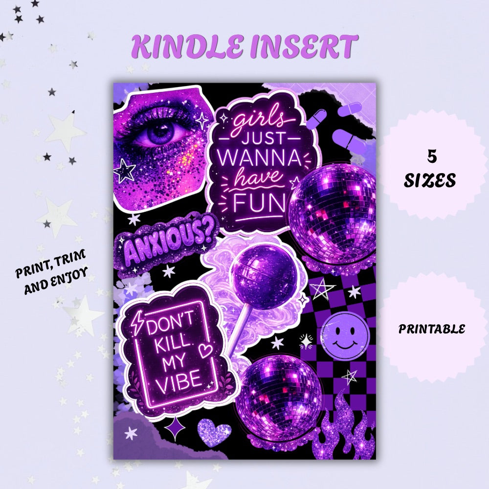 Purple Glitter Kindle Insert | Printable PDF