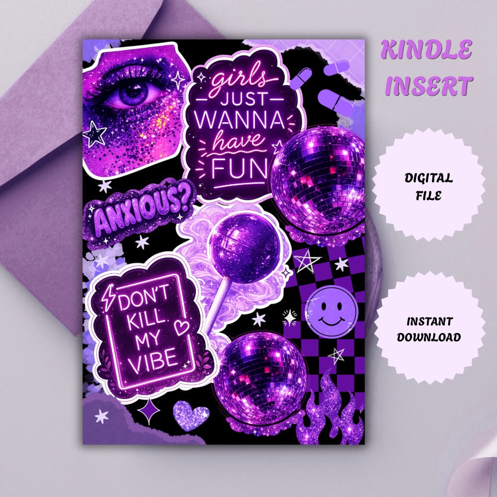 Purple Glitter Kindle Insert | Printable PDF