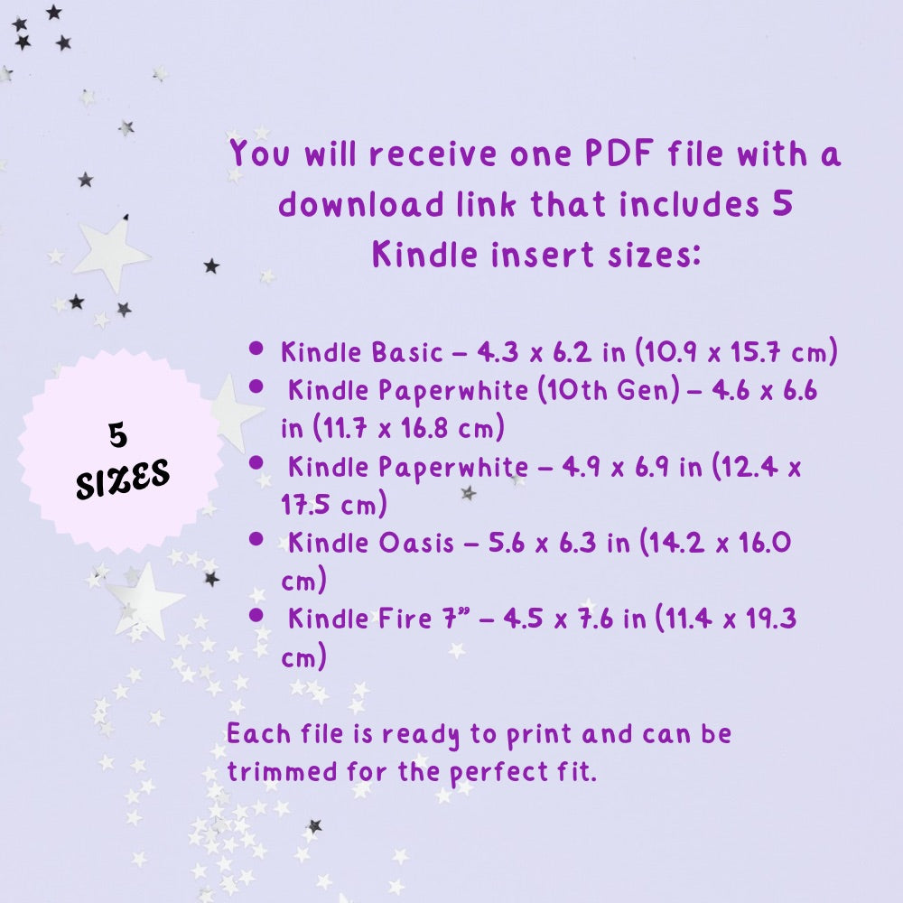 Purple Glitter Kindle Insert | Printable PDF