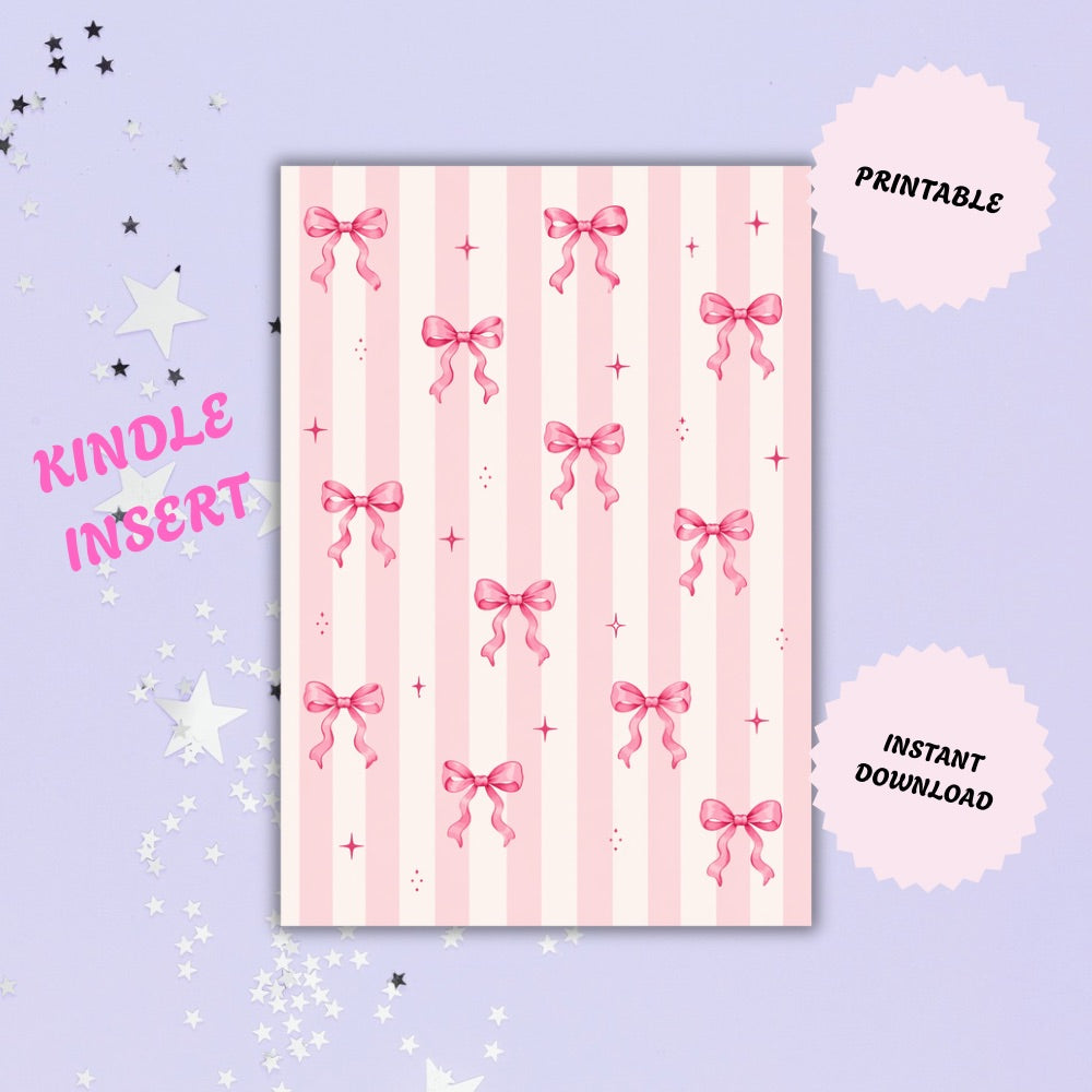 Pink Bow Kindle Insert | Printable PDF