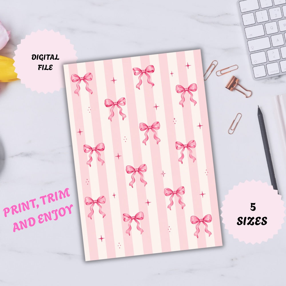 Pink Bow Kindle Insert | Printable PDF